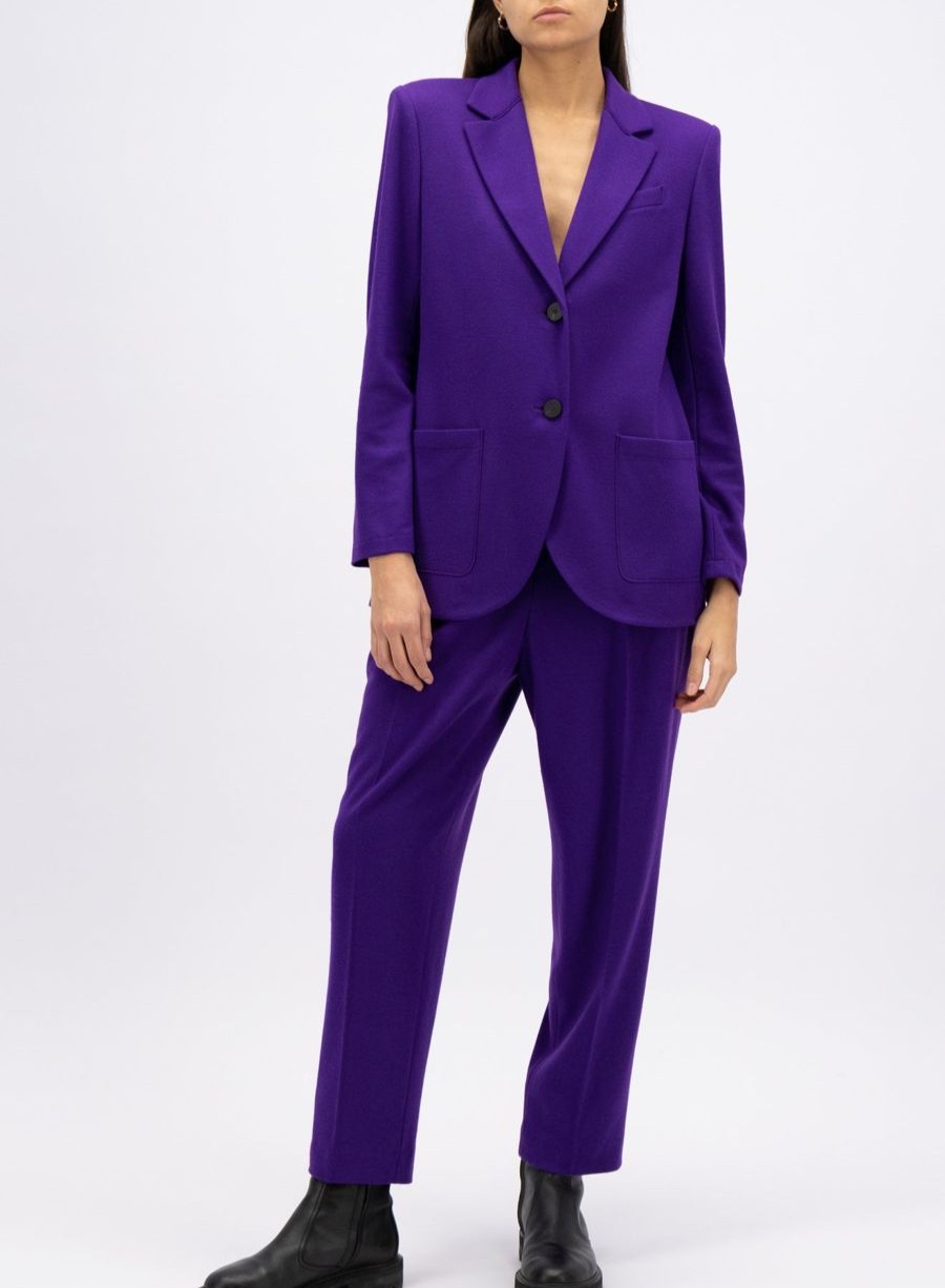 Harris Wharf London Boyfriend Blazer With Shoulder Pads Superfine Merino Purple | Women