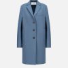 Harris Wharf London Topcoat Pressed Wool Steel Blue | Women